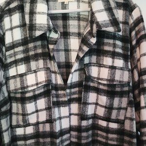 Melloday Fleece Plaid Jacket_Size 2X_Black & White